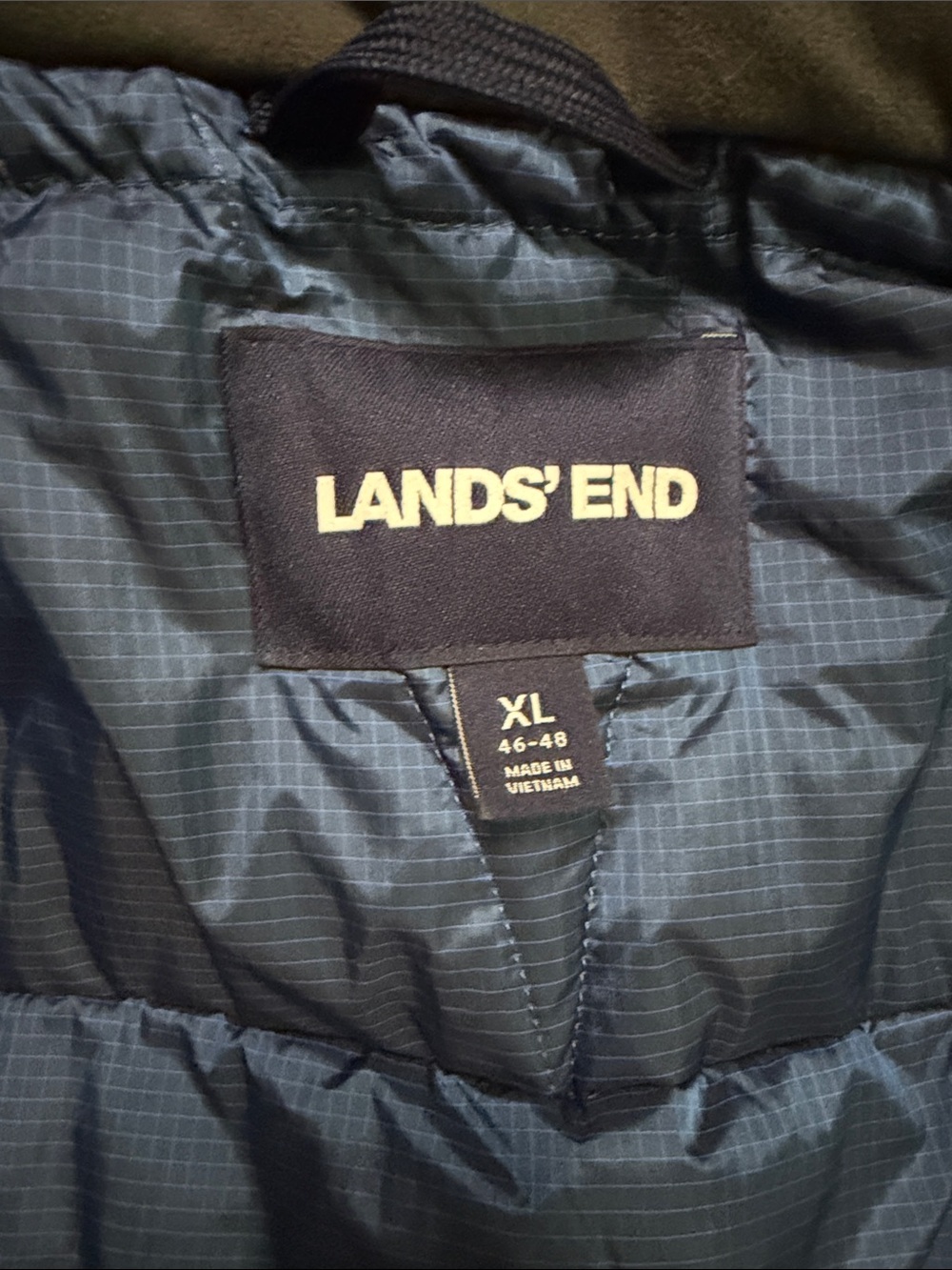 Lands' End Men's Navy Blue Puffer Parka - Picture 3 of 3